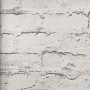 Vliesové tapety na zeď 19603, cihlová zeď bílo-hnědá, rozměr 10,05 m x 0,53 m, GRANDECO