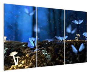 Obraz - modří motýli (120x80cm)