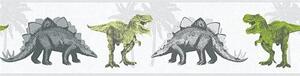 Dětské vliesové bordury Little Stars 35836-1, rozměr 5 m x 0,13 m, dinosauři zeleno-šedí, A.S.Création
