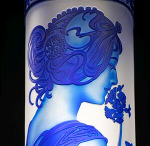 Váza z broušeného křišťálu modrá SEB360MP Modrá