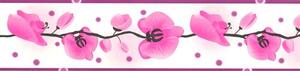 Samolepící bordura 69056, rozměr 5 m x 6,9 cm, orchidej růžová, IMPOL TRADE