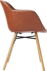 Židle s područkami z imitace kůže s úzkým skořepinovým sedákem Fiji
