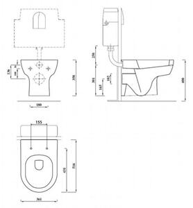 Aqualine Modis Závěsná WC mísa 36x52 cm, bílá MD001