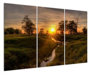 Západ slunce v údolí řeky, obraz (120x80cm)