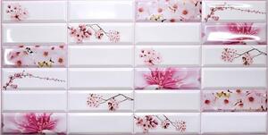 Obkladové panely 3D PVC TP10014009, rozměr 955 x 480 mm, květy sakury, GRACE