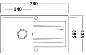Sinks Rapid 780 Granitový dřez s odkapem oboustranné provedení, 78x43,5cm, granblack SIGRA78043530