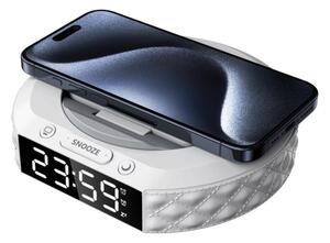 Immax 08983L - Budík s LCD displejem a bezdrátovou Qi nabíječkou 27W/9V bílá