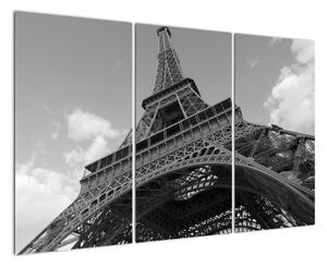 Černobílý obraz Eiffelovy věže (120x80cm)
