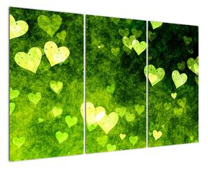 Zelená srdíčka - obraz do bytu (120x80cm)