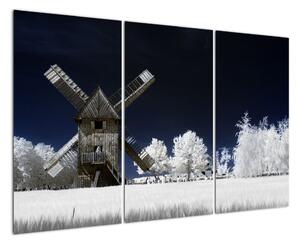 Větrný mlýn v zimní krajině - obraz (120x80cm)