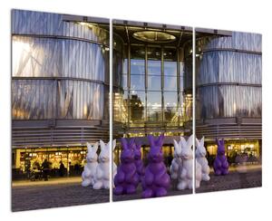 Barevné sochy králíků - obraz (120x80cm)
