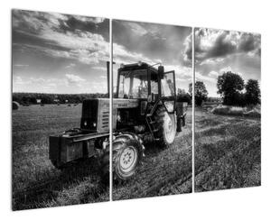 Černobílý obraz traktoru (120x80cm)