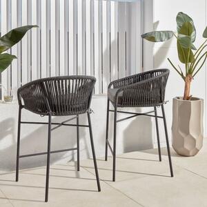Černá pletená barová židle Kave Home Yanet 80 cm