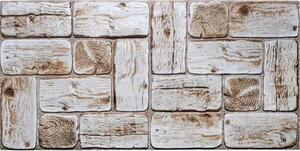 Obkladové panely 3D PVC TP10017657, rozměr 960 x 479 mm, borovicové špalky bělené, GRACE
