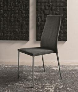 Jídelní židle Legera, podnož lakovaná černá lesklá, calounění nubuk antracit šedá