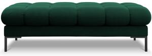Tmavě zelená sametová lavice Micadoni Mamaia 133 cm s černou podnoží