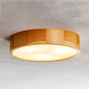Stropní svítidlo Cleo, Ø 37,5 cm, 3 světla, borovicové dřevo, E27
