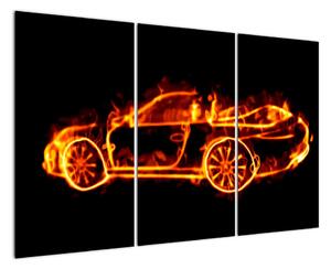 Obraz hořícího auta (120x80cm)