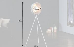 Moebel Living Bílo stříbrná kovová stojací lampa Laila 145 cm