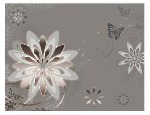 Abstraktní tapeta květina a motýli + lepidlo ZDARMA Velikost (šířka x výška): 200x154 cm