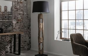 Moebel Living Dřevěná stojací lampa s černým stínidlem Aranka 177 cm