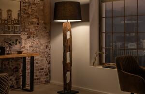 Moebel Living Dřevěná stojací lampa s černým stínidlem Aranka 177 cm