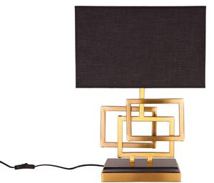 Moebel Living Zlatá kovová stolní lampa s černým stínidlem Madis 56 cm