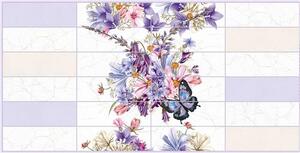 Obkladové panely 3D PVC TP10018772, cena za kus, rozměr 955 x 480 mm, květy s motýly, GRACE