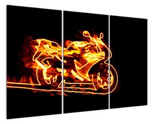 Hořící motorka - obraz (120x80cm)