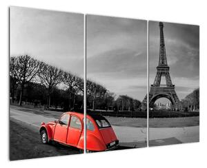 Trabant u Eiffelovy věže - obraz na stěnu (120x80cm)