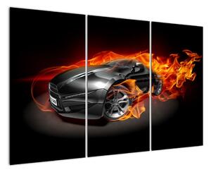 Obraz hořící auto (120x80cm)