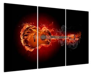 Obraz hořící kytara (120x80cm)