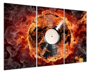 Obraz hořící gramofonové desky (120x80cm)
