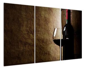 Láhev vína - moderní obraz (120x80cm)