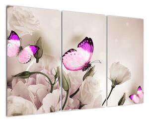 Motýl na květině - obraz (120x80cm)