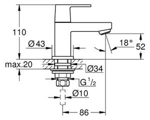 Grohe Eurocube Stojánkový ventil, chrom 23137000