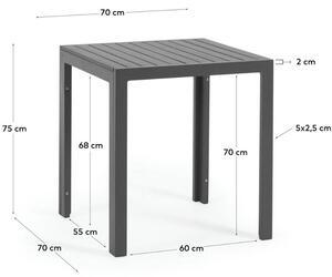 Černý kovový zahradní stůl Kave Home Sirley 70 x 70 cm