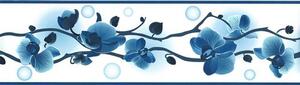 Samolepící bordura B83-13-07, rozměr 5 m x 8,3 cm, orchidej modrá, IMPOL TRADE