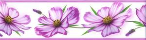 Samolepící bordura B83-12, rozměr 5 m x 8,3 cm, květy fialové, IMPOL TRADE