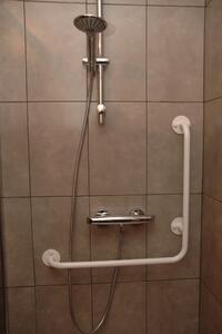 Wela lomené madlo sprchové invalidní LEVÉ BÍLÉ PREMIUM domadlo šířka š: 45 cm, výška v: 90 cm