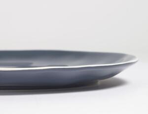 Tmavě modrý porcelánový talíř Kave Home Pontis 25,5 cm