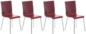 4 ks / set jídelní / konferenční židle Endra, červená