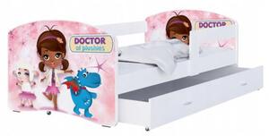Dětská postel LUKI se šuplíkem BÍLÁ 160x80 vzor MALÁ DOKTORKA