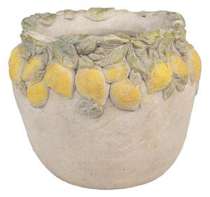 Cementový květináč s plastickými citrony Terazzo IV – 22x19 cm