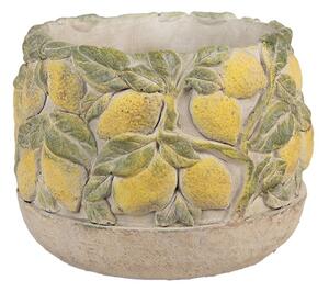 Cementový květináč s plastickými citrony Terazzo V – 19x15 cm