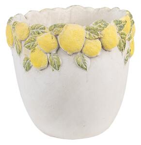 Cementový květináč s plastickými citrony Terazzo III M – 20x19 cm