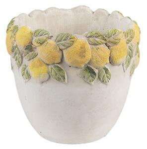 Cementový květináč s plastickými citrony Terazzo II – 14x12 cm