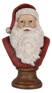 Vánoční dekorace busta Santa Claus na hnědém podstavci – 18x12x30 cm