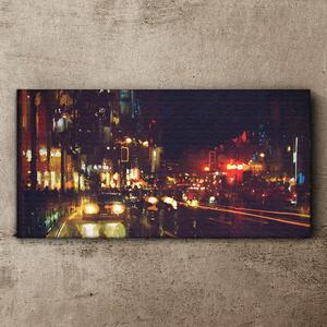 Obraz na plátně Obraz na plátně Město noční silnice černá