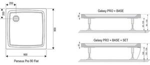 Ravak Galaxy Pro Flat Perseus Sprchová vanička 90x90x3, bílá XA037711010